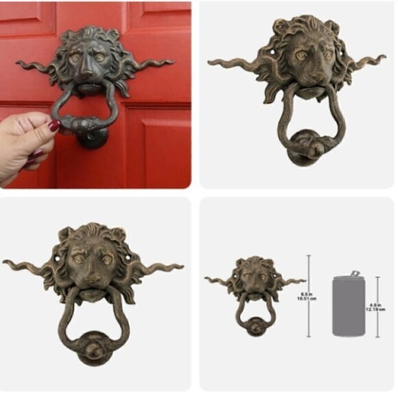 𝅺toscano- Lion and The Snakes Cast Iron Door Knocker - Picture 5 of 10